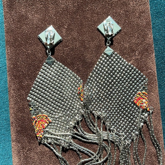 Etro Paisley Print chain Mail Drop earrings - Picture 3 of 9